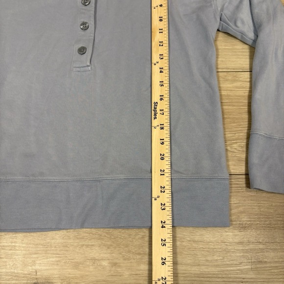 Athleta Sweater Womens Small Balance Henley Sweatshirt Blue Plush Relaxed Fit - Picture 6 of 9